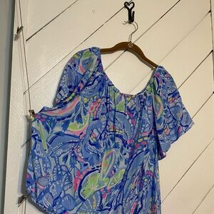 Lilly Pulitzer Blue and Pink Patterned Blouse